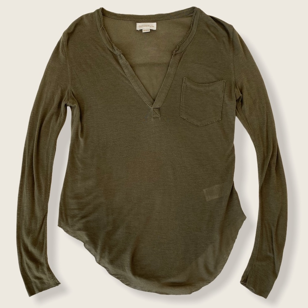 Golden by TNA Long-Sleeve V-Neck Pocket Tee XXS